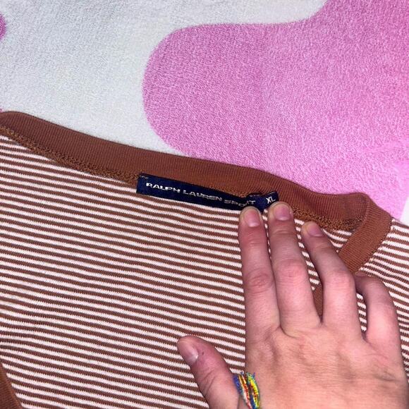 Brown white striped Polo Ralph Lauren Women's XL - Picture 4 of 4